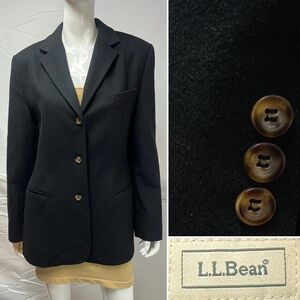 L.L. Bean Women’s 16 Navy Wool Cashmere Blazer Jacket Vintage